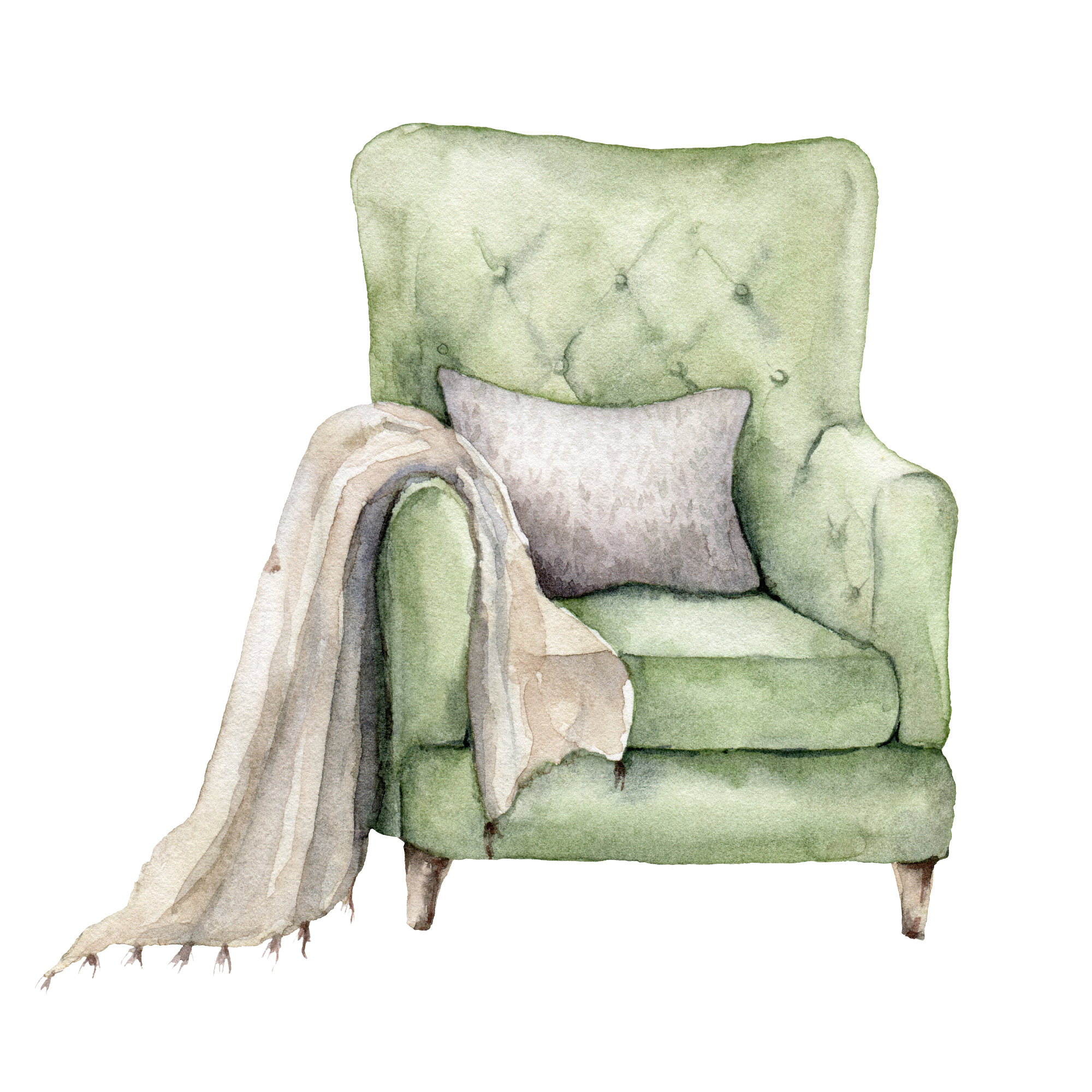 green watercolour counselling chair clear background